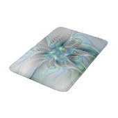 抽象芸術ブルーグリーンバタフライファンタジーフラクタルアート バスマット (アングル)