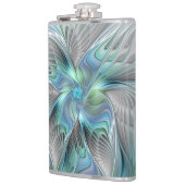 抽象芸術ブルーグリーンバタフライファンタジーフラクタルアート フラスク (左)