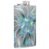 抽象芸術ブルーグリーンバタフライファンタジーフラクタルアート フラスク (右)