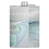 抽象芸術ブルーグリーンバタフライファンタジーフラクタルアート フラスク (裏面)