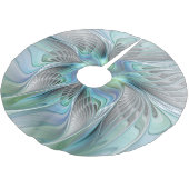 抽象芸術ブルーグリーンバタフライファンタジーフラクタルアート ブラッシュドポリエステルツリースカート (アングル)