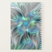 抽象芸術ブルーグリーンバタフライファンタジーフラクタルアート プランナー手帳 (裏面)