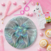 抽象芸術ブルーグリーンバタフライファンタジーフラクタルアート ペーパープレート (パーティー)