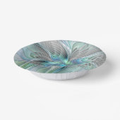 抽象芸術ブルーグリーンバタフライファンタジーフラクタルアート ペーパーボウル (傾斜あり)