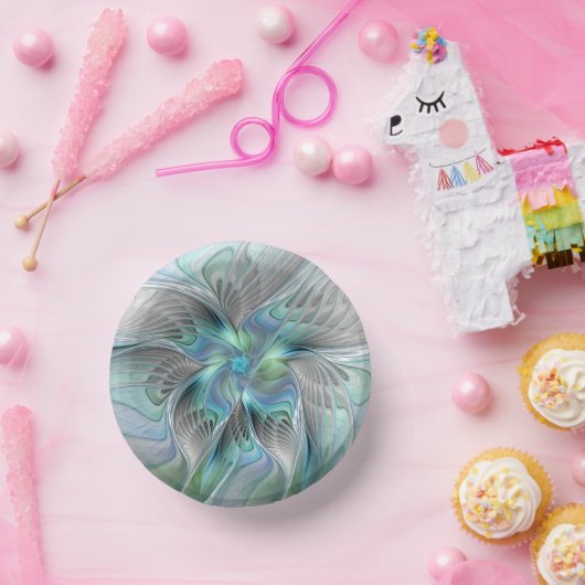 抽象芸術ブルーグリーンバタフライファンタジーフラクタルアート ペーパーボウル (パーティー)