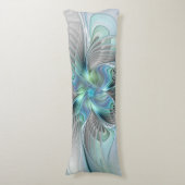 抽象芸術ブルーグリーンバタフライファンタジーフラクタルアート ボディピロー (正面縦)