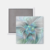 抽象芸術ブルーグリーンバタフライファンタジーフラクタルアート マグネット (正面/裏面)