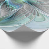 抽象芸術ブルーグリーンバタフライファンタジーフラクタルアート ラッピングペーパー (角)