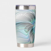 抽象芸術ブルーグリーンバタフライファンタジーフラクタルアート 保温保冷タンブラー (正面)