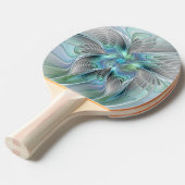 抽象芸術ブルーグリーンバタフライファンタジーフラクタルアート 卓球ラケット (正面アングル)