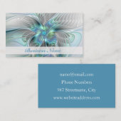 抽象芸術ブルーグリーンバタフライファンタジーフラクタルアート 名刺 (正面/裏面)