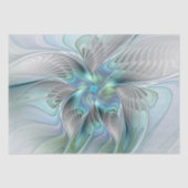 抽象芸術ブルーグリーンバタフライファンタジーフラクタルアート 薄葉紙 (正面)