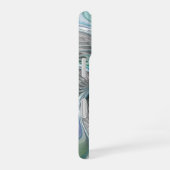 抽象芸術ブルーグリーンバタフライファンタジーフラクタルアート iPhone 16ケース (右側面)