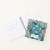 抽象芸術ブルーグリーンバタフライファンタジーフラクタル名 ノートブック (内部)