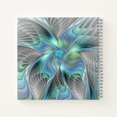 抽象芸術ブルーグリーンバタフライファンタジーフラクタル名 ノートブック (裏面)