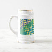 抽象芸術ブルーグリーンパープルパターンスティイン ビールジョッキ (左)