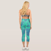 抽象芸術ブルーグリーン拡散カプリレギンス カプリレギンス (裏面)