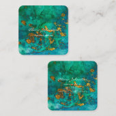 抽象芸術ブルーグリーン金ゴールドメイクアップアーティスト スクエア名刺 (正面/裏面)