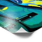 抽象芸術ブルーグリーン&イエローギターズアートプリント フォトプリント            (角)