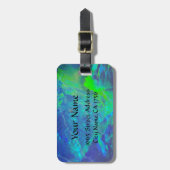 抽象芸術ブルーグリーンOPALフォトモノグラム ラゲッジタグ (正面縦)