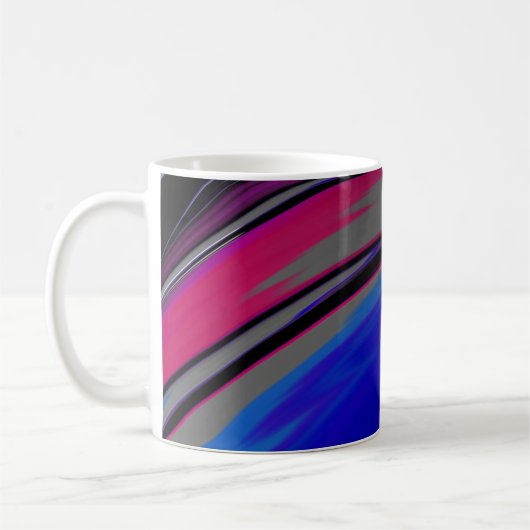 抽象芸術ブルーグレーマゼンタフラクタルスワール コーヒーマグカップ (左)