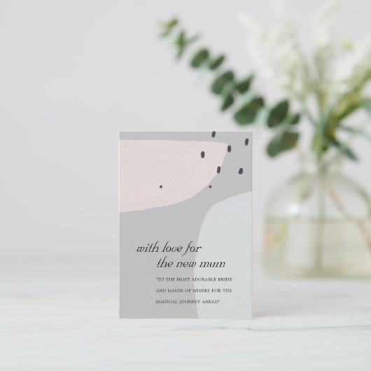 抽象芸術ブルーグレー新規ムームギフトイヤリングディスプレイ プレイスカード (スタンド正面)