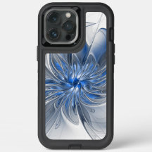 抽象芸術ブルーグレー水彩フラクタルアートフラワー