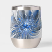 抽象芸術ブルーグレー水彩フラクタルアートフラワー (背面)