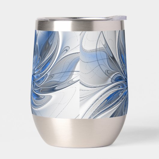 抽象芸術ブルーグレー水彩フラクタルアートフラワー (左面)