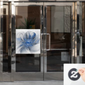 抽象芸術ブルーグレー水彩フラクタルアートフラワー ウィンドウサイン (オフィスドア)