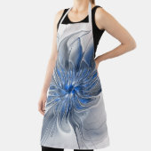 抽象芸術ブルーグレー水彩フラクタルアートフラワー エプロン (インサイチュ)