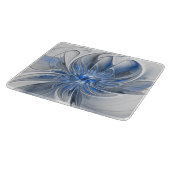 抽象芸術ブルーグレー水彩フラクタルアートフラワー カッティングボード (角)