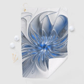 抽象芸術ブルーグレー水彩フラクタルアートフラワー ゴルフタオル (インサイチュ)