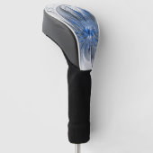 抽象芸術ブルーグレー水彩フラクタルアートフラワー ゴルフヘッドカバー (アングル)
