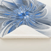 抽象芸術ブルーグレー水彩フラクタルアートフラワー シェルパブランケット (3/4)