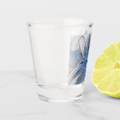 抽象芸術ブルーグレー水彩フラクタルアートフラワー ショットグラス (左)