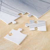 抽象芸術ブルーグレー水彩フラクタルアートフラワー ジグソーパズル (側面)