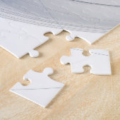 抽象芸術ブルーグレー水彩フラクタルアートフラワー ジグソーパズル (側面)