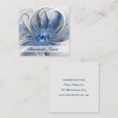 抽象芸術ブルーグレー水彩フラクタルアートフラワー スクエア名刺 (正面/裏面)