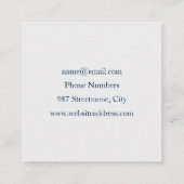 抽象芸術ブルーグレー水彩フラクタルアートフラワー スクエア名刺 (裏面)