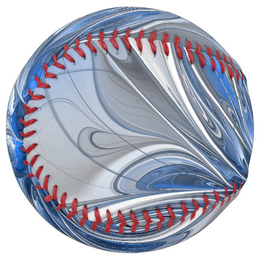 抽象芸術ブルーグレー水彩フラクタルアートフラワー ソフトボール (正面左)