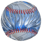 抽象芸術ブルーグレー水彩フラクタルアートフラワー ソフトボール (正面)