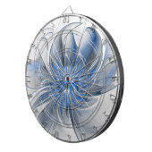 抽象芸術ブルーグレー水彩フラクタルアートフラワー ダーツボード (正面右)