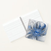 抽象芸術ブルーグレー水彩フラクタルアートフラワー ノートブック (内部)