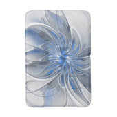 抽象芸術ブルーグレー水彩フラクタルアートフラワー バスマット (正面縦)