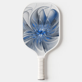 抽象芸術ブルーグレー水彩フラクタルアートフラワー ピックルボールラケット