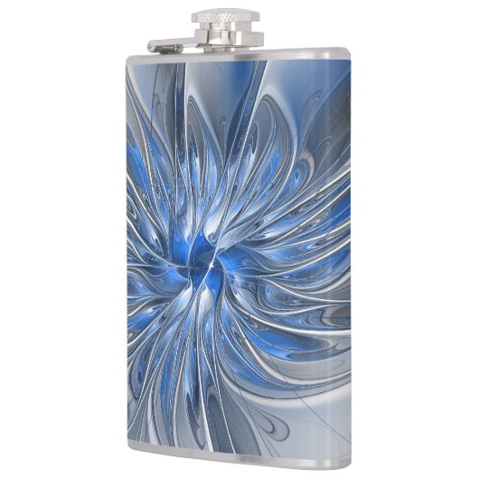抽象芸術ブルーグレー水彩フラクタルアートフラワー フラスク (左)