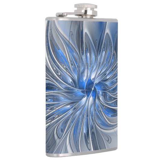 抽象芸術ブルーグレー水彩フラクタルアートフラワー フラスク (右)