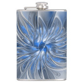 抽象芸術ブルーグレー水彩フラクタルアートフラワー フラスク (正面)