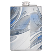 抽象芸術ブルーグレー水彩フラクタルアートフラワー フラスク (裏面)